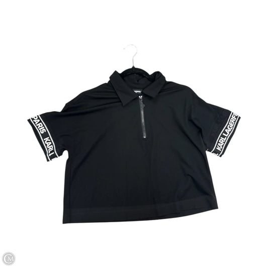 Top Short Sleeve Designer By Karl Lagerfeld In Black, Size: M
