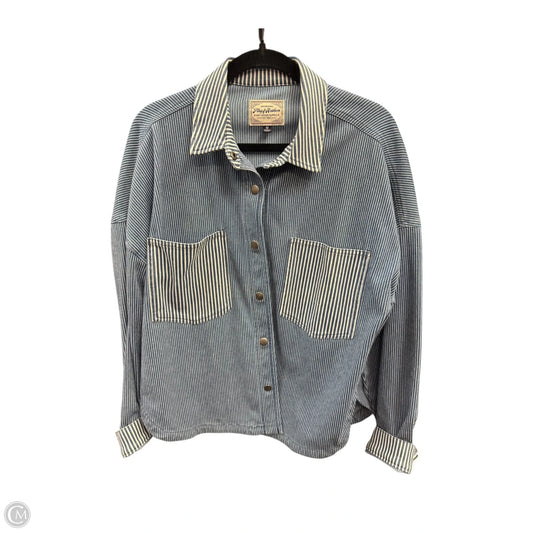 Blouse Long Sleeve By Cmb In Blue & White, Size: M