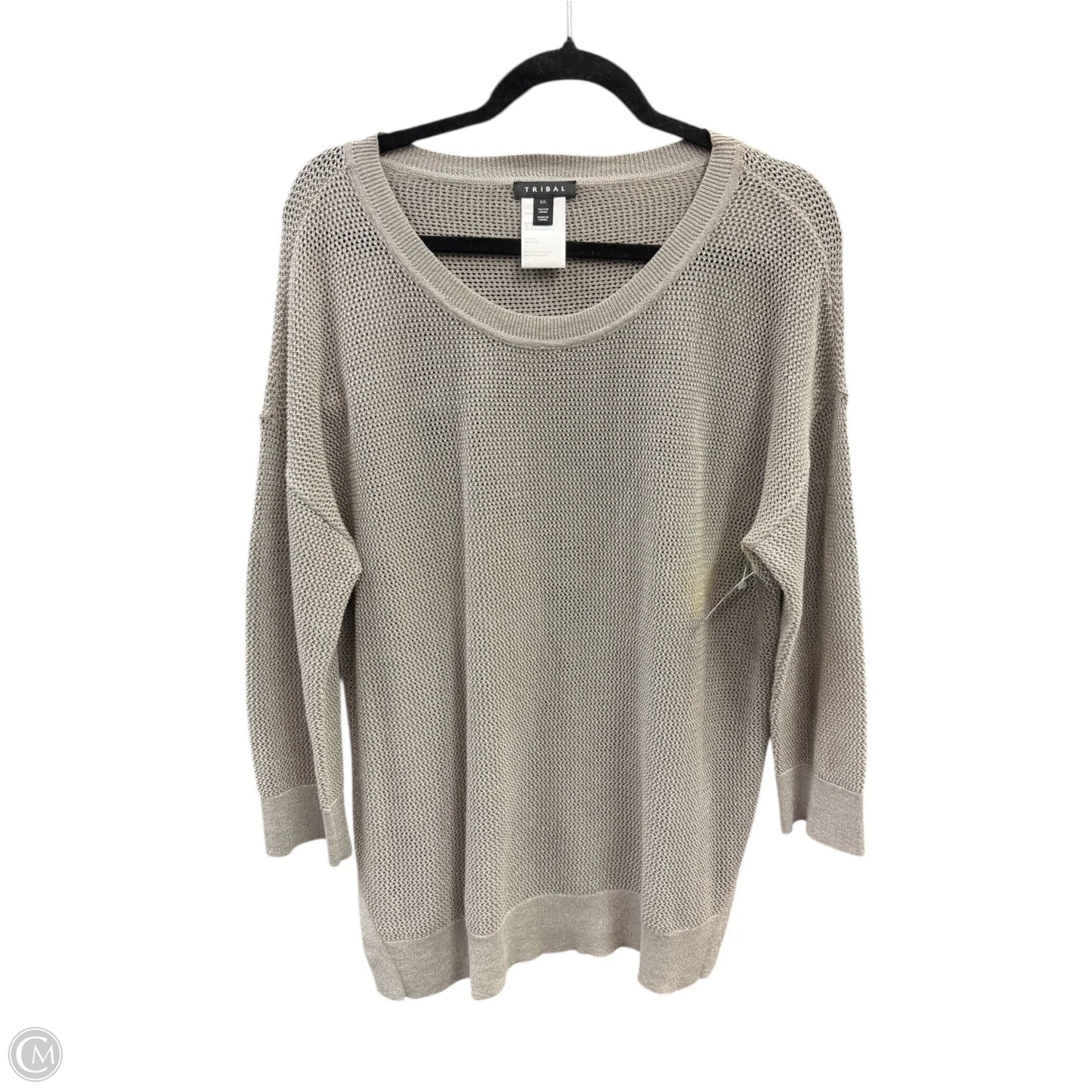Top Long Sleeve By Tribal In Cream, Size: L
