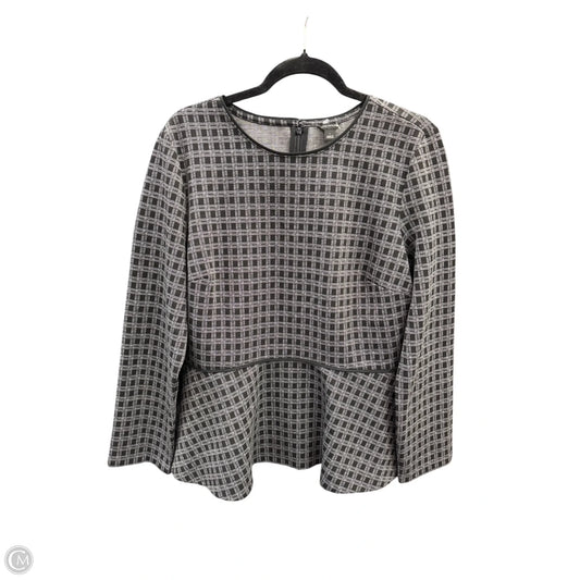 Blouse Long Sleeve By Ann Taylor In Black & Grey, Size: L
