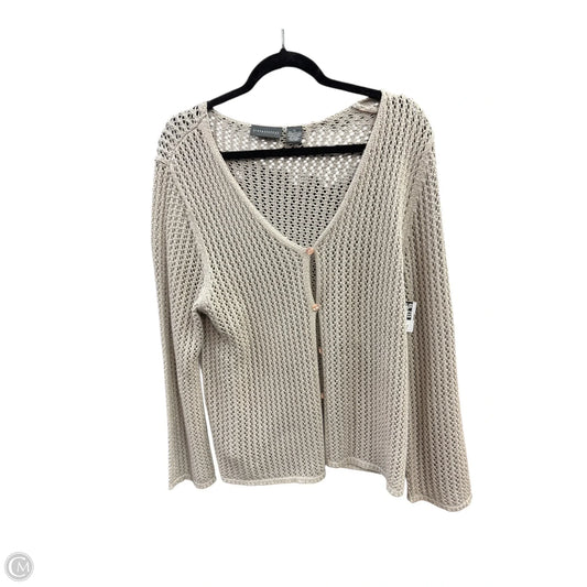 Sweater Cardigan By Relativity In Beige, Size: Xl