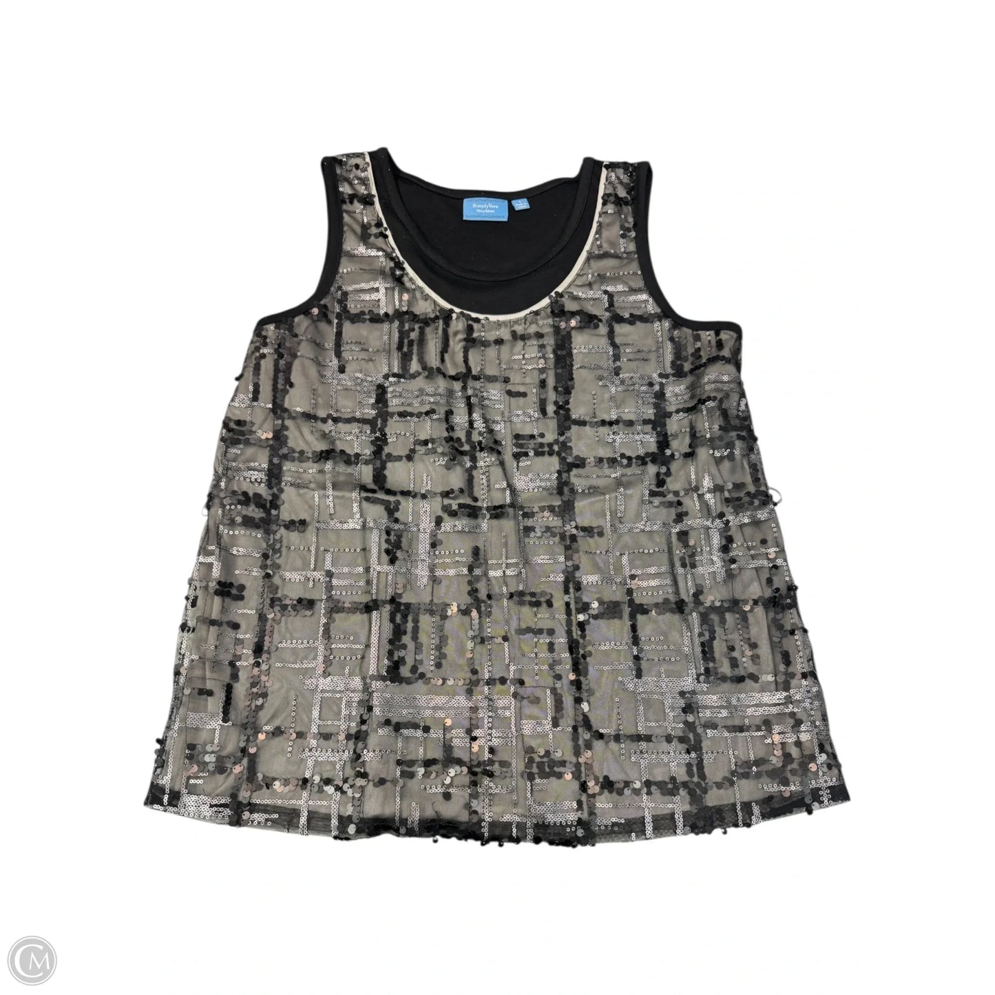 Top Sleeveless By Simply Vera In Black, Size: L