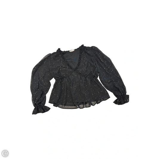 Top Long Sleeve By Blu Pepper In Black, Size: M