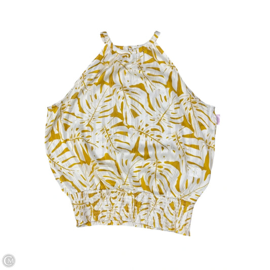 Top Sleeveless By Joie In White & Yellow, Size: L