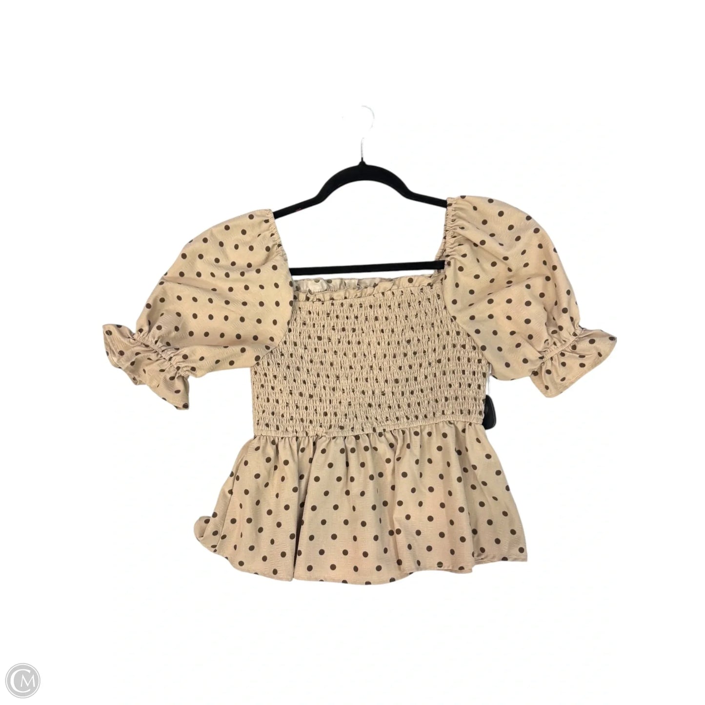 Top Short Sleeve By White Birch In Polkadot Pattern, Size: M