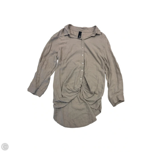 Top Long Sleeve By Bobi In Tan, Size: S