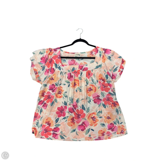 Blouse Short Sleeve By Bibi In Pink, Size: L