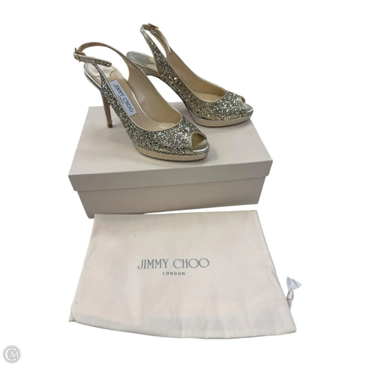 Shoes Luxury Designer By Jimmy Choo In Gold, Size: 6.5