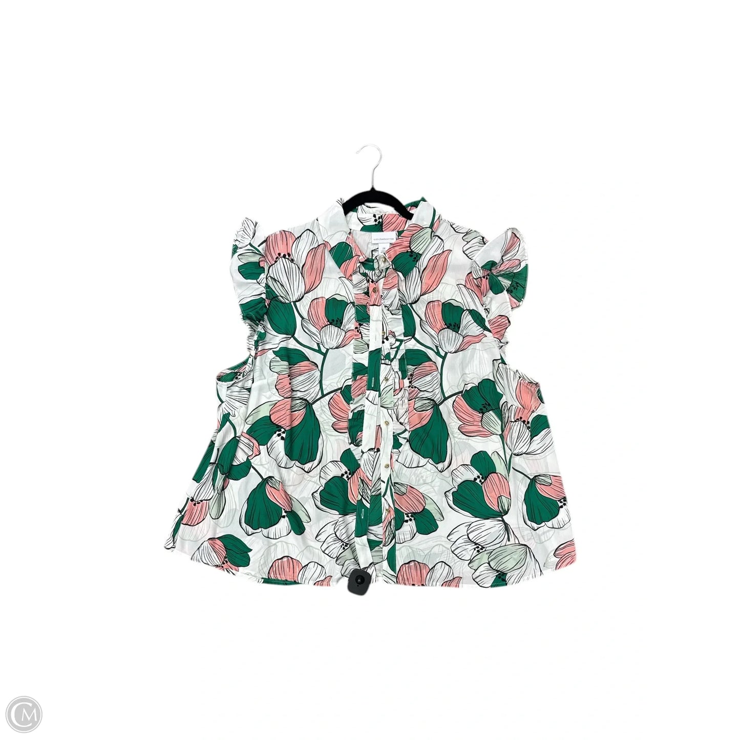 Top Sleeveless By Liz Claiborne In Green & Pink, Size: 2x