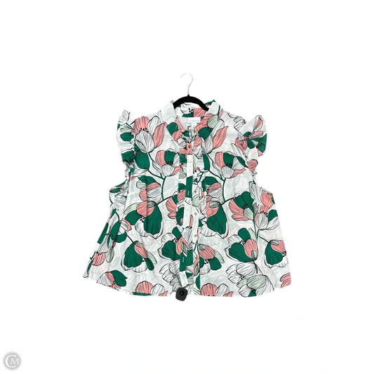 Top Sleeveless By Liz Claiborne In Green & Pink, Size: 2x
