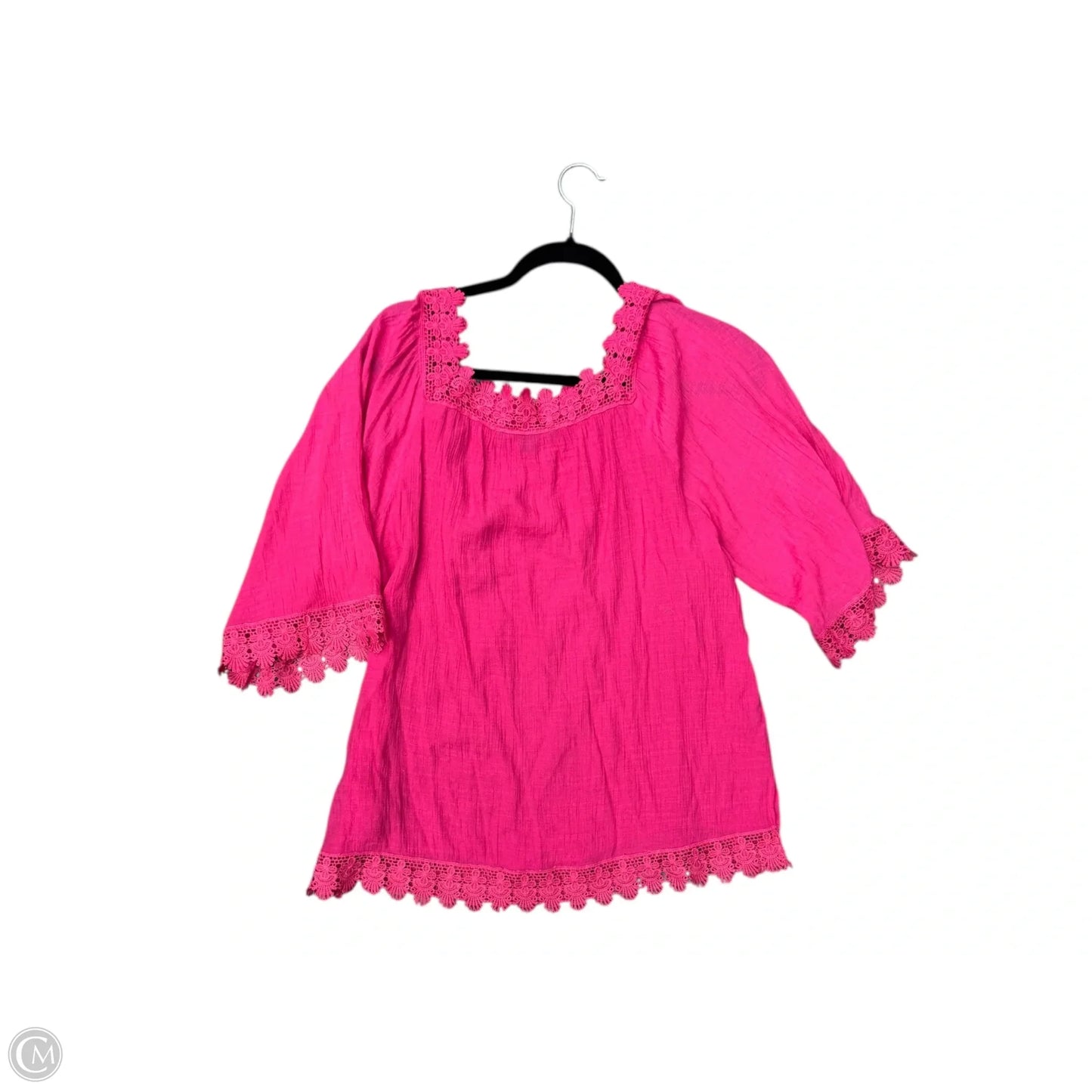 Blouse 3/4 Sleeve By Zac And Rachel In Pink, Size: L