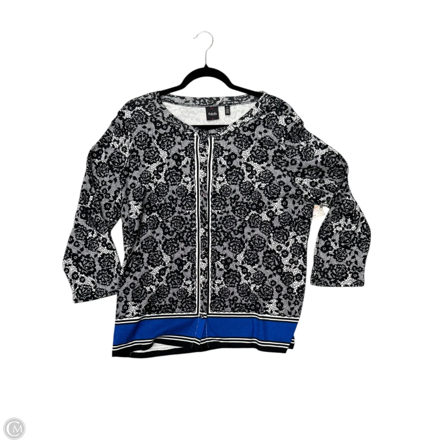 Cardigan By Rafaella In Black & Blue, Size: 2x