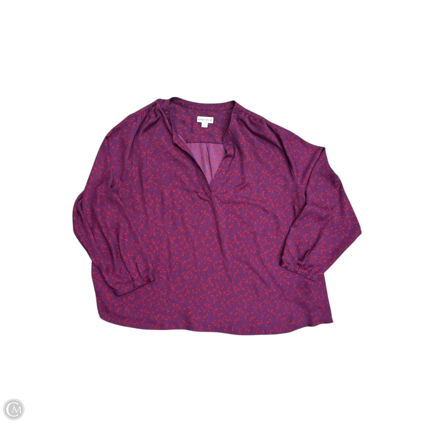 Top Long Sleeve By Ava & Viv In Purple & Red, Size: 4x