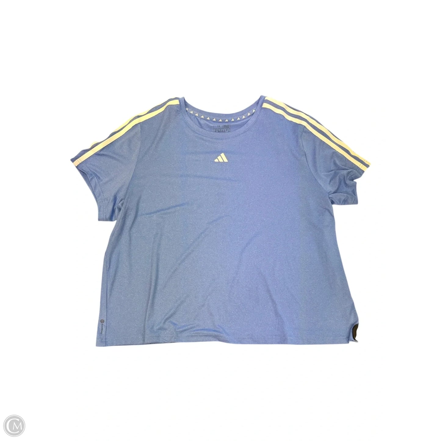 Athletic Top Short Sleeve By Adidas In Blue, Size: 1x