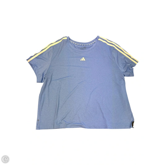 Athletic Top Short Sleeve By Adidas In Blue, Size: 1x