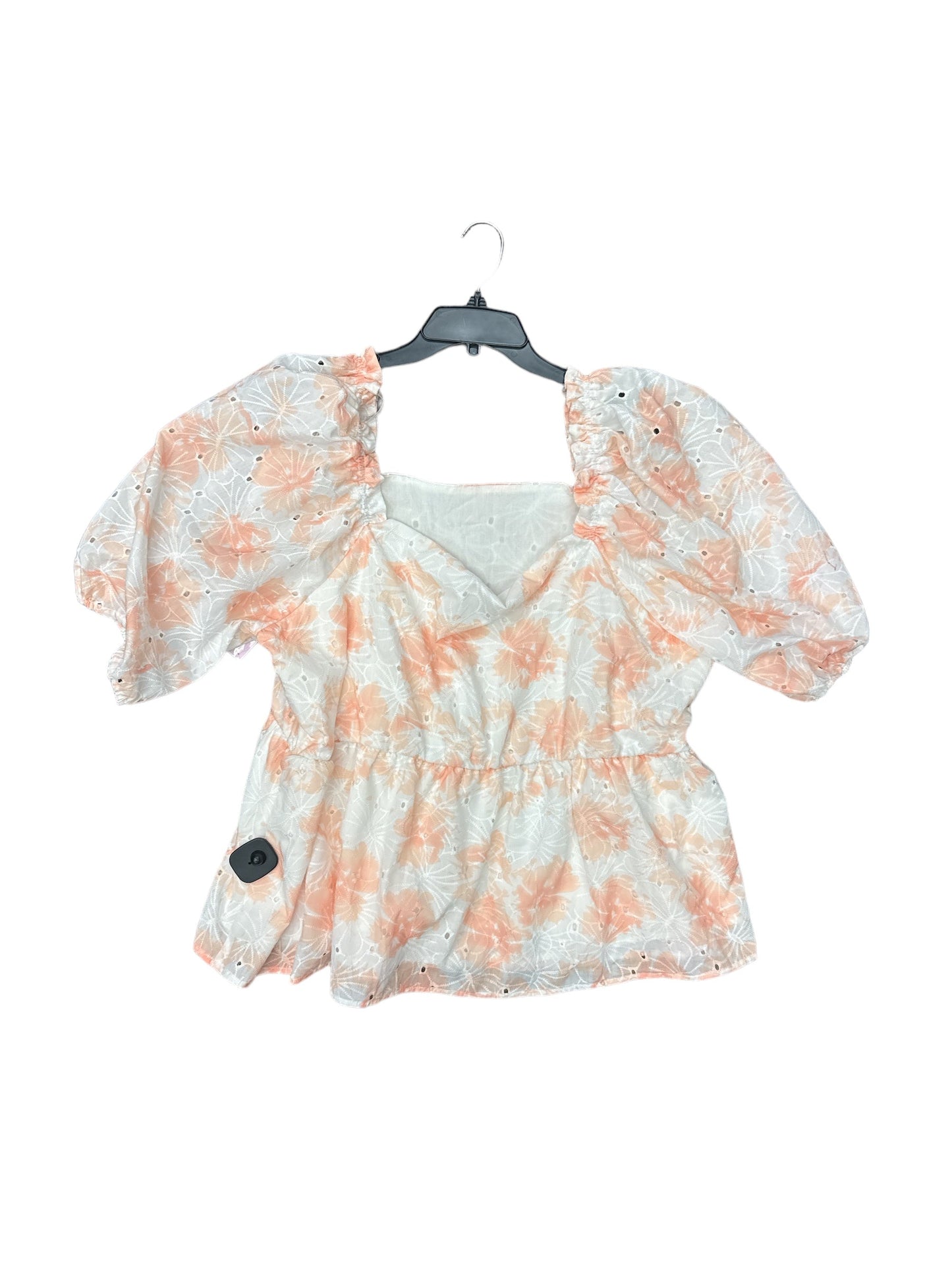 Orange & White Blouse Short Sleeve Cmb, Size 3x