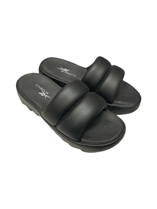 Black Sandals Flats Reebok, Size 9