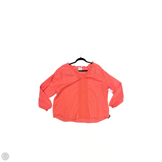 Top Long Sleeve By St Johns Bay In Pink, Size: 1x