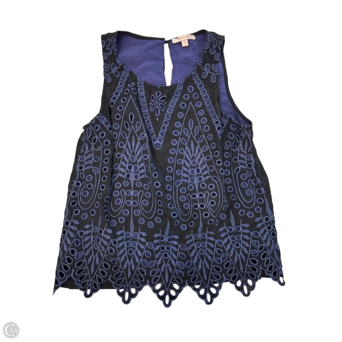Top Sleeveless By Skies Are Blue In Black & Blue, Size: S