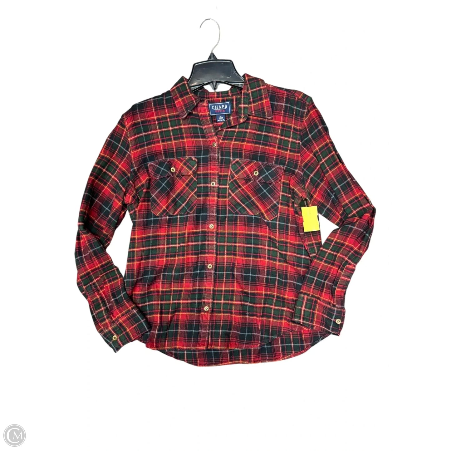 Top Long Sleeve By Chaps In Plaid Pattern, Size: Xl