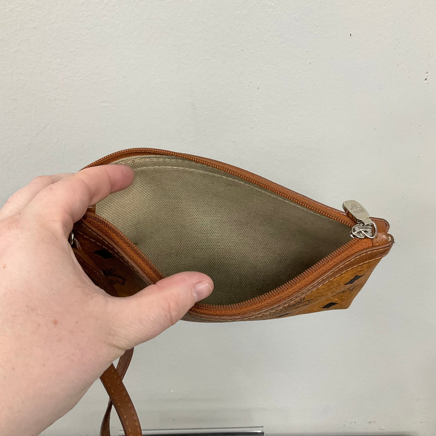 Wristlet Luxury Designer By Mcm In Brown, Size:Small