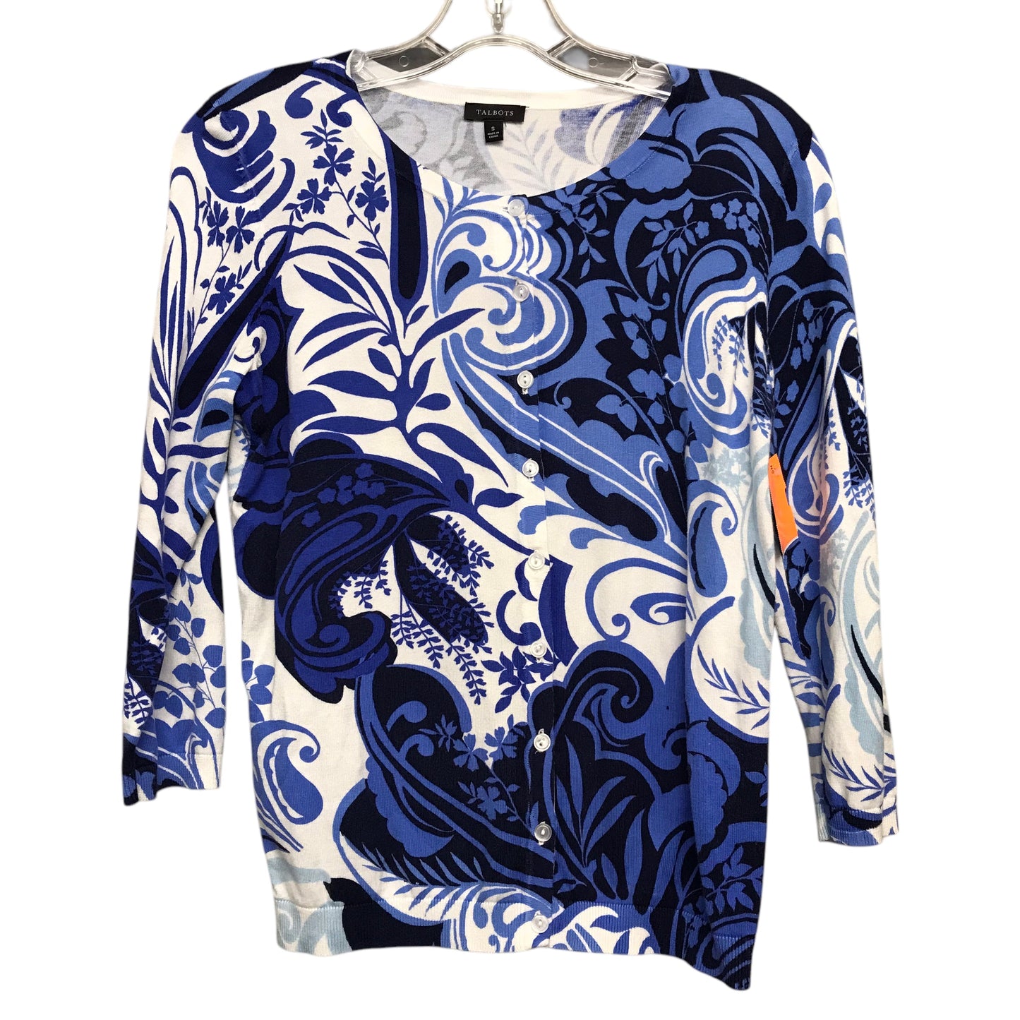 Cardigan By Talbots In Blue & White, Size:S