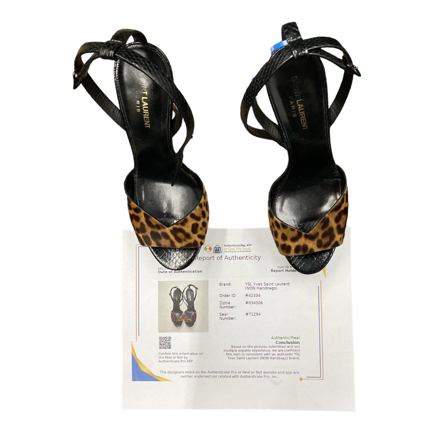 Animal Print Sandals Luxury Designer Yves Saint Laurent, Size 10.5