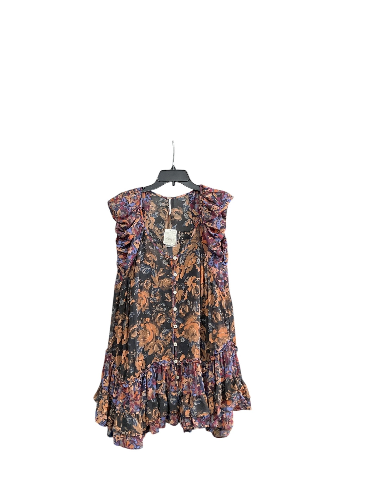 Tunic Short Sleeve By Free People In Black & Blue, Size: S