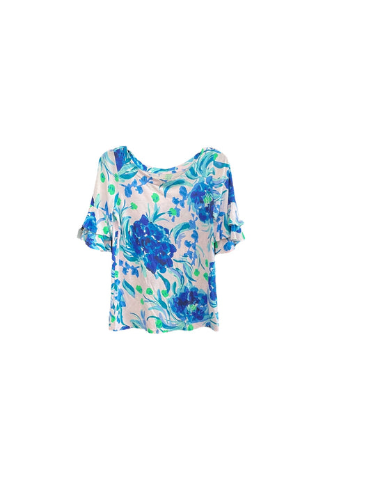 Blue & White Top Short Sleeve Designer Lilly Pulitzer, Size Xs