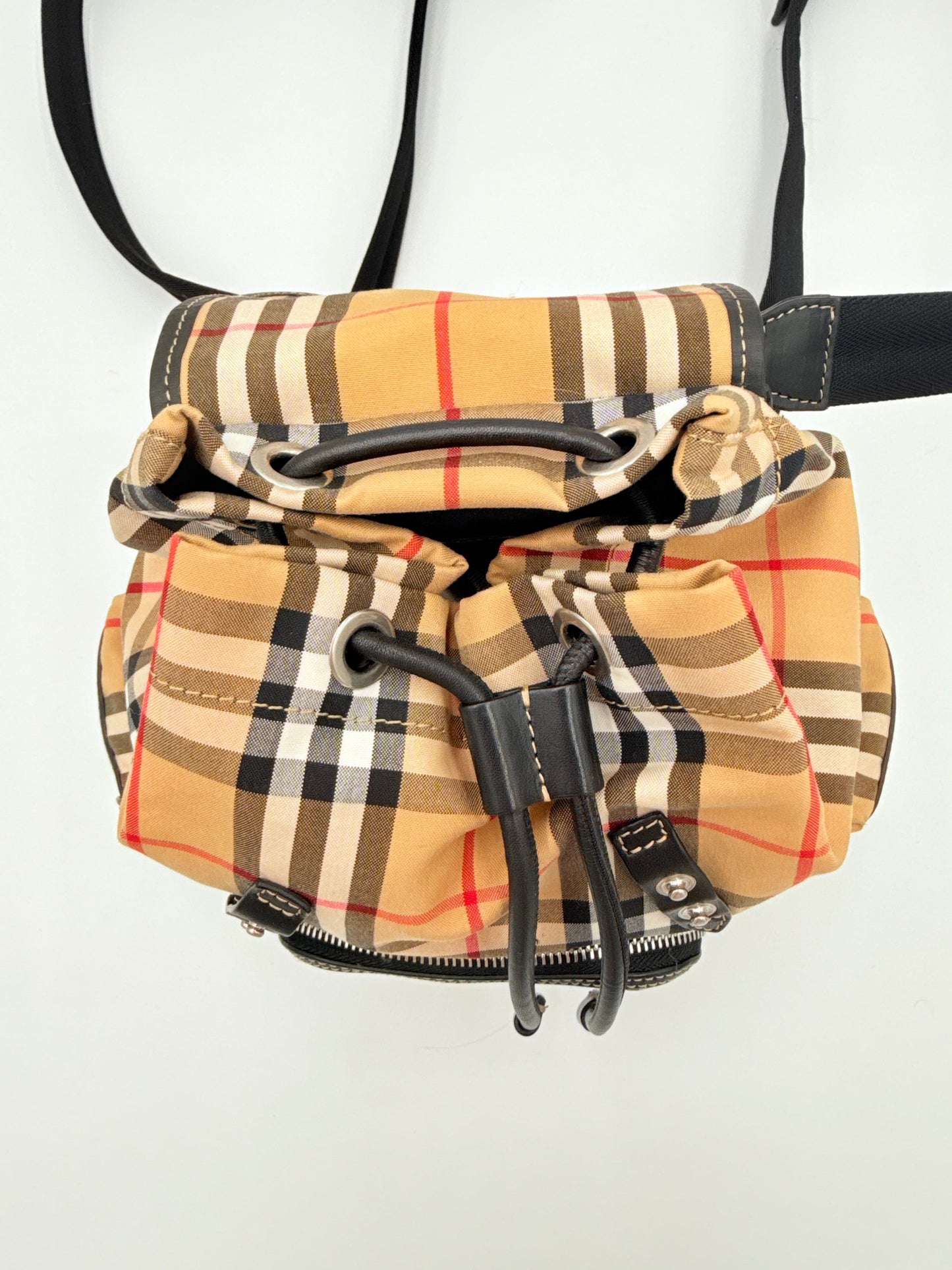 Backpack Luxury Designer By Burberry In Plaid Pattern, Size:Small