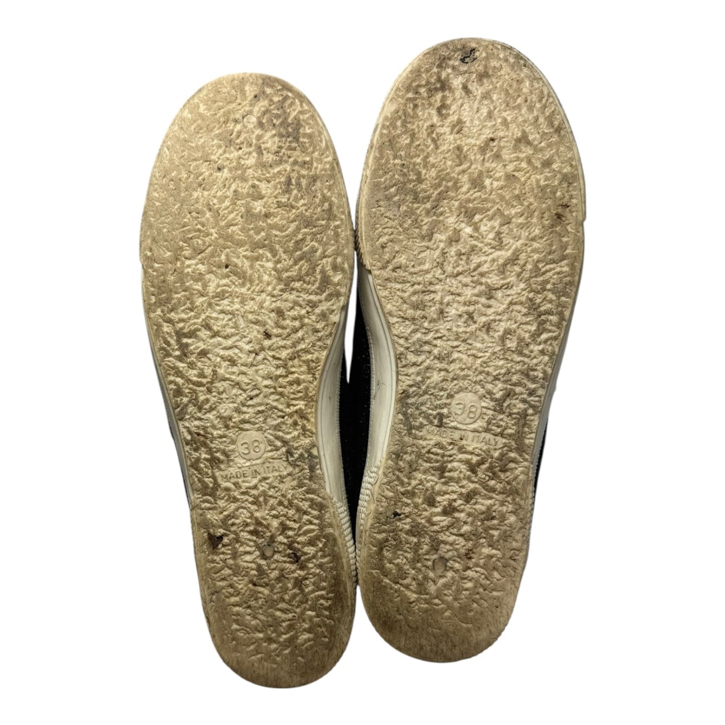 May Glitter Sneaker Shoes Luxury Designer By Golden Goose In Black & Silver, Size: 7.5 (EU 38)