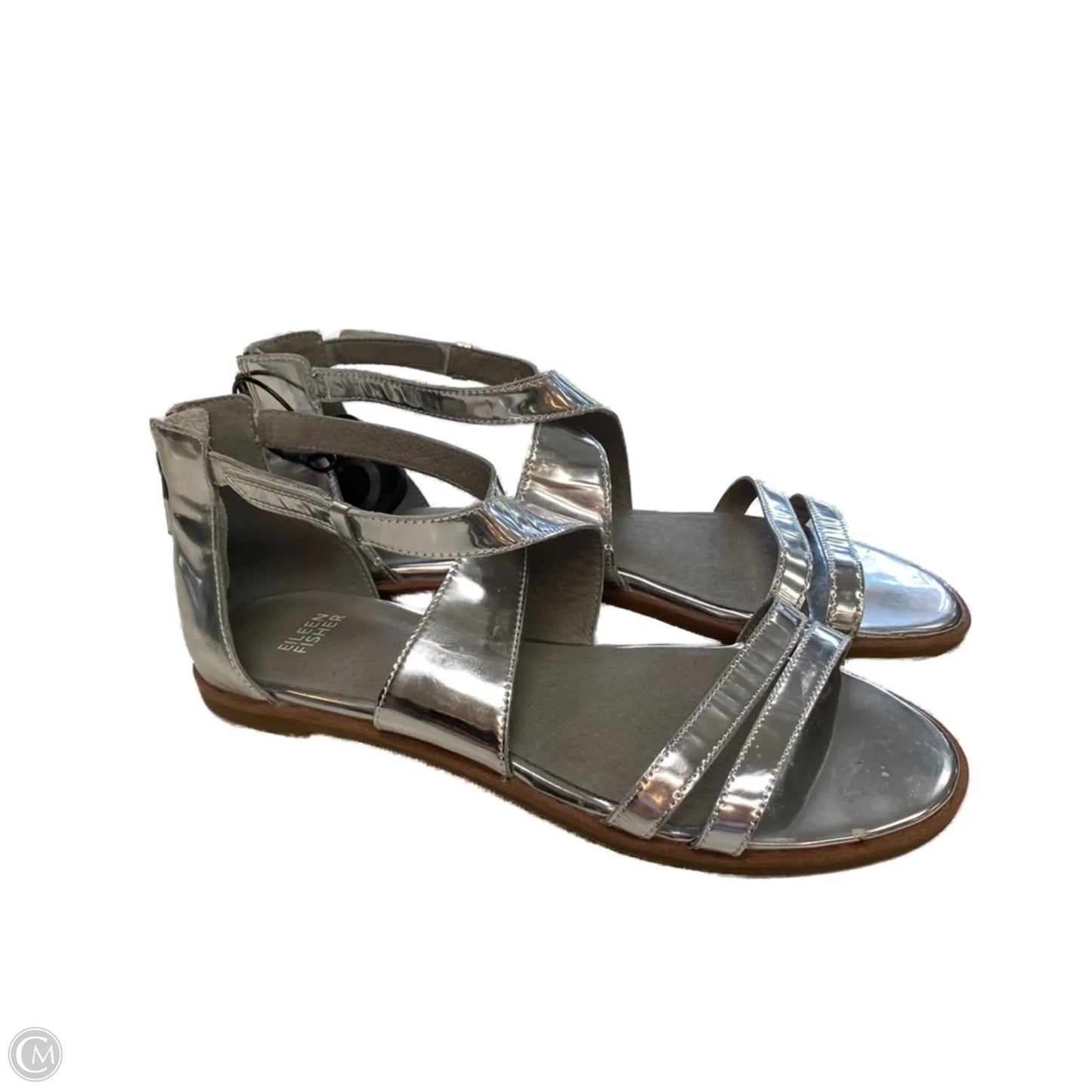 Sandals Designer By Eileen Fisher In Silver, Size: 9