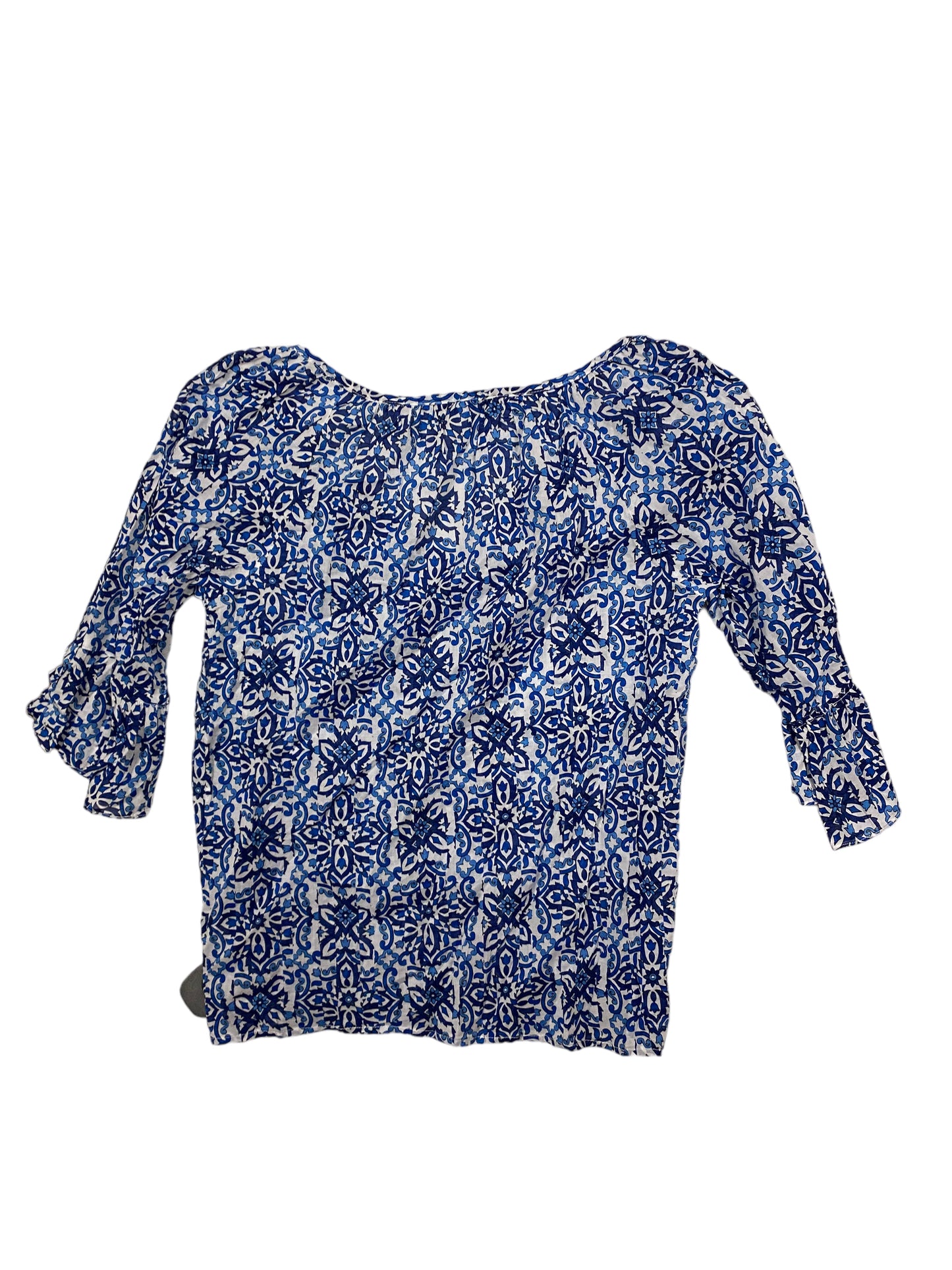 Blue & White Top Long Sleeve Designer Milly, Size Xs