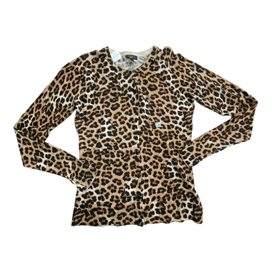 Sweater Cardigan By Ann Taylor In Animal Print, Size: Xs