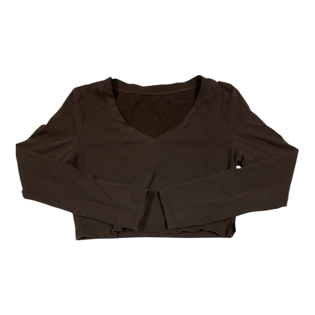 Top Long Sleeve Basic By Shein In Brown, Size: Xl