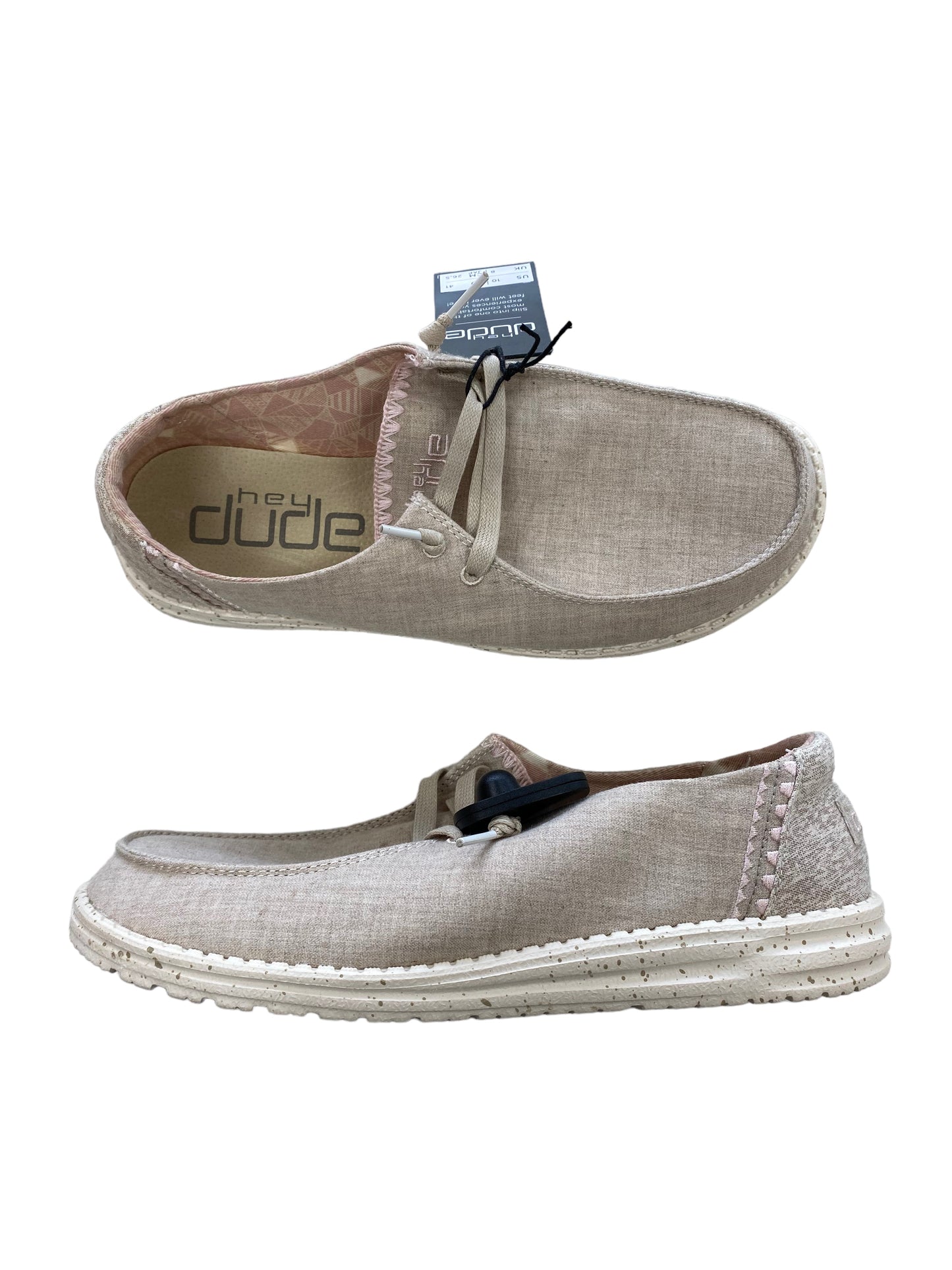 Cream Shoes Flats Hey Dude, Size 10