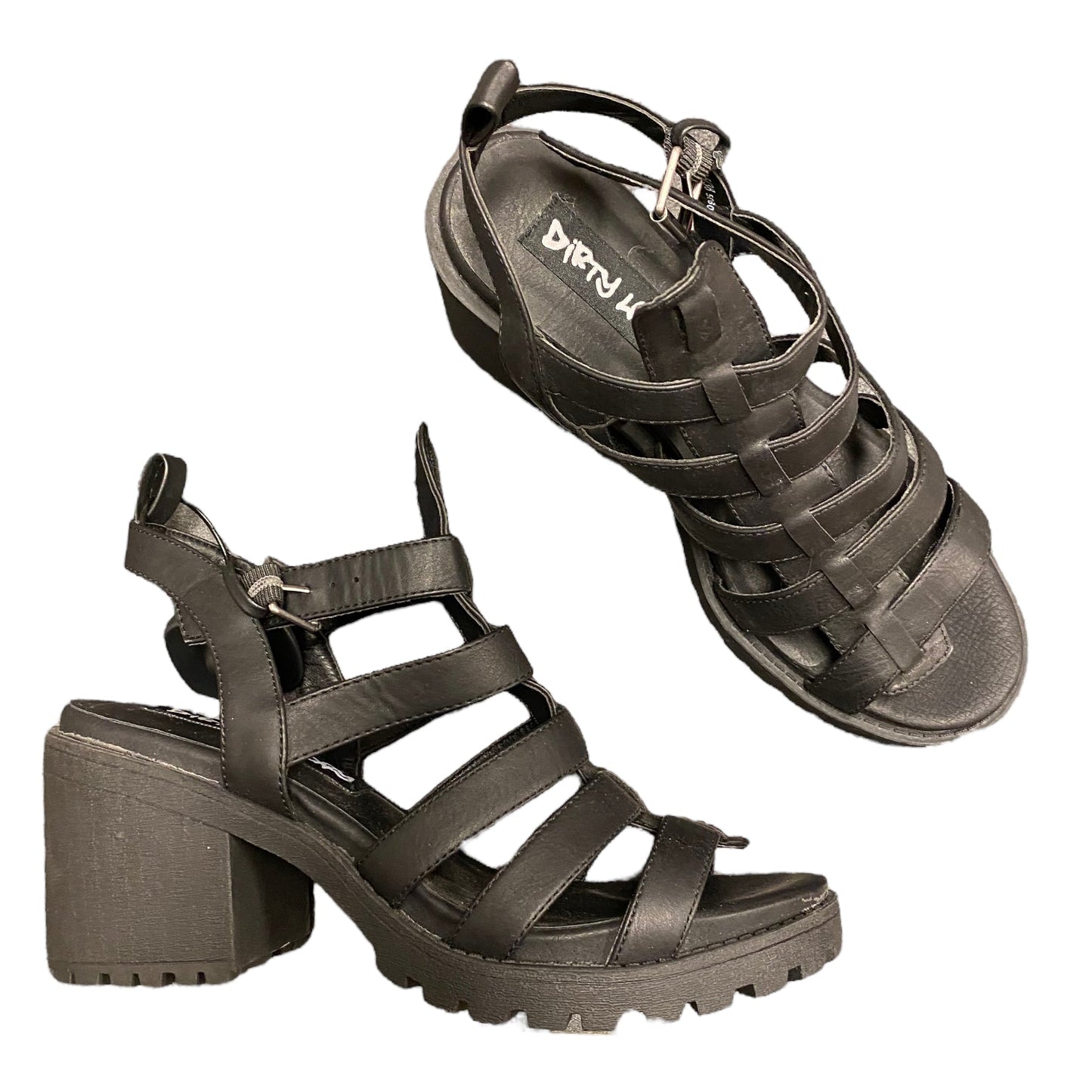 Black Sandals Heels Block Dirty Laundry, Size 7.5