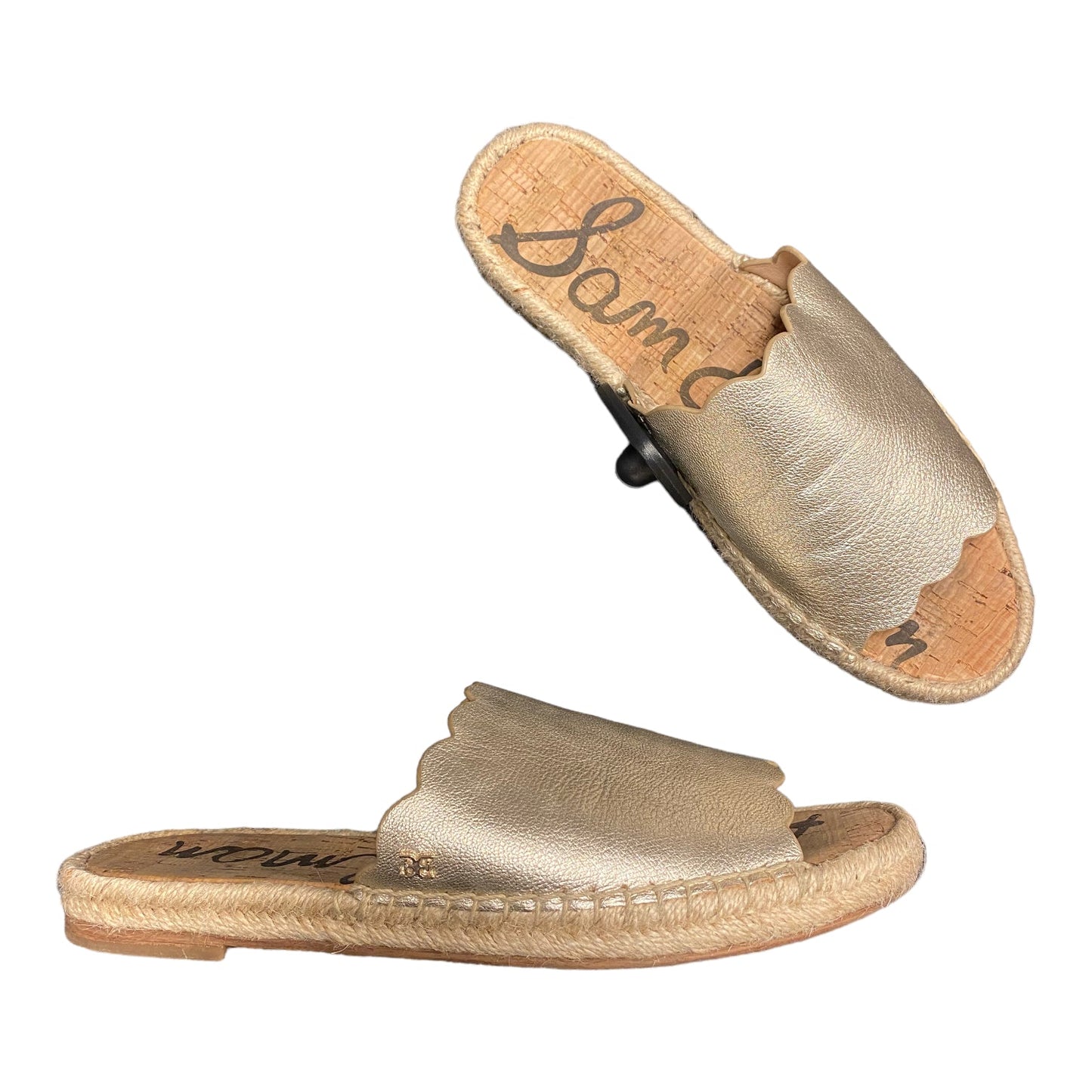 Gold Sandals Flats Sam Edelman, Size 8.5