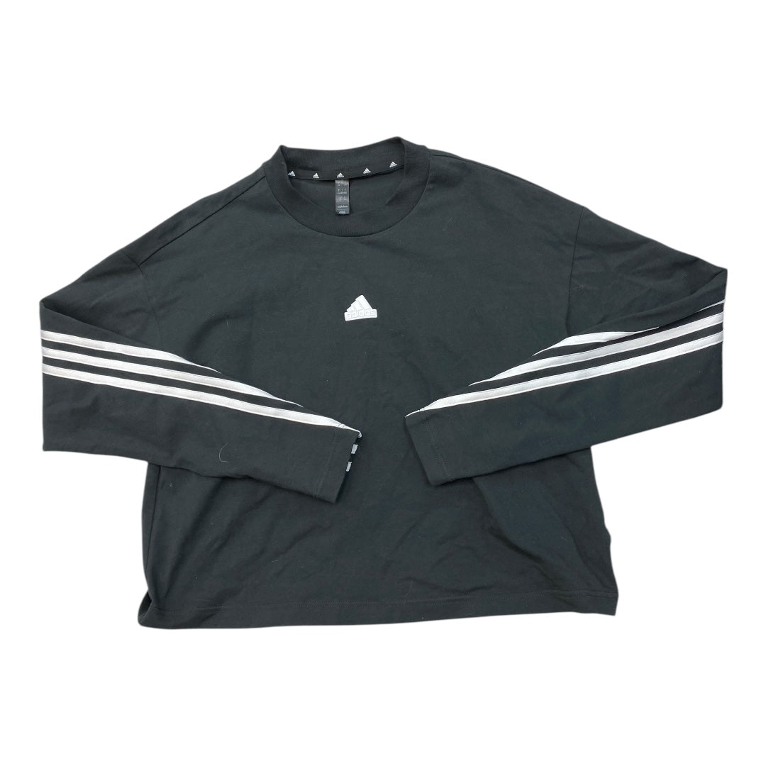 Athletic Top Long Sleeve Crewneck By Adidas In Black & White, Size: L