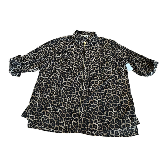 Top Long Sleeve By Michael By Michael Kors In Animal Print, Size: 2x