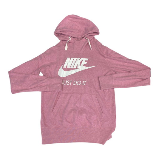 Athletic Top Long Sleeve Hoodie By Nike In Pink, Size: M