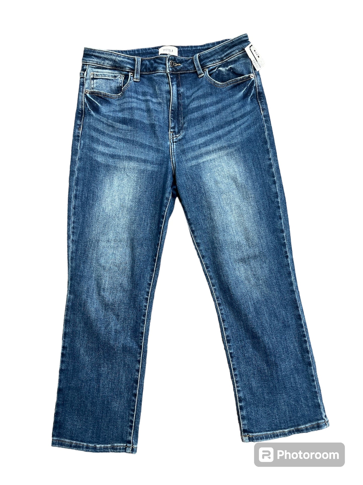 Blue Denim Jeans Designer Pistola, Size 12