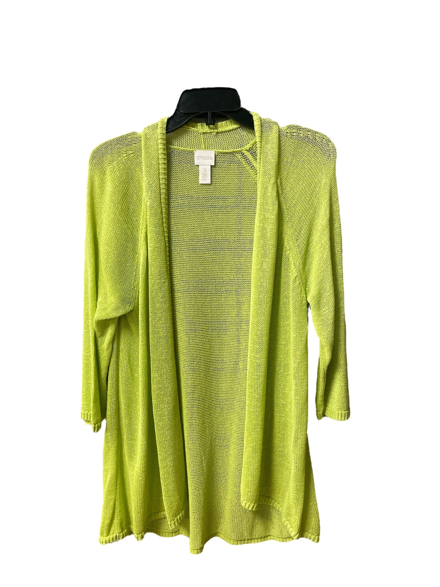 Sweater Cardigan By Chicos In Green, Size: Xl