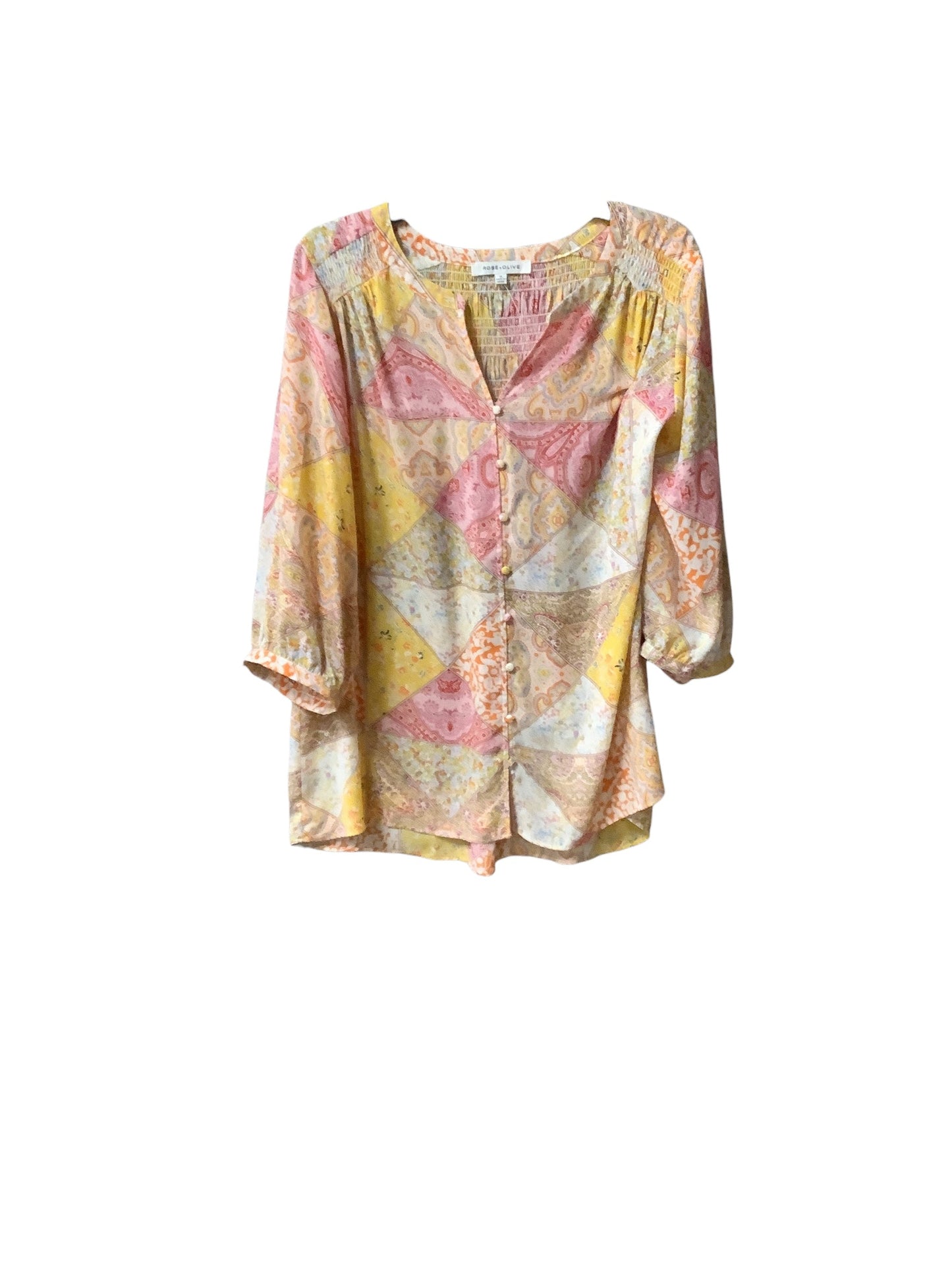 Top Long Sleeve By Rose And Olive In Paisley Print, Size: 1x