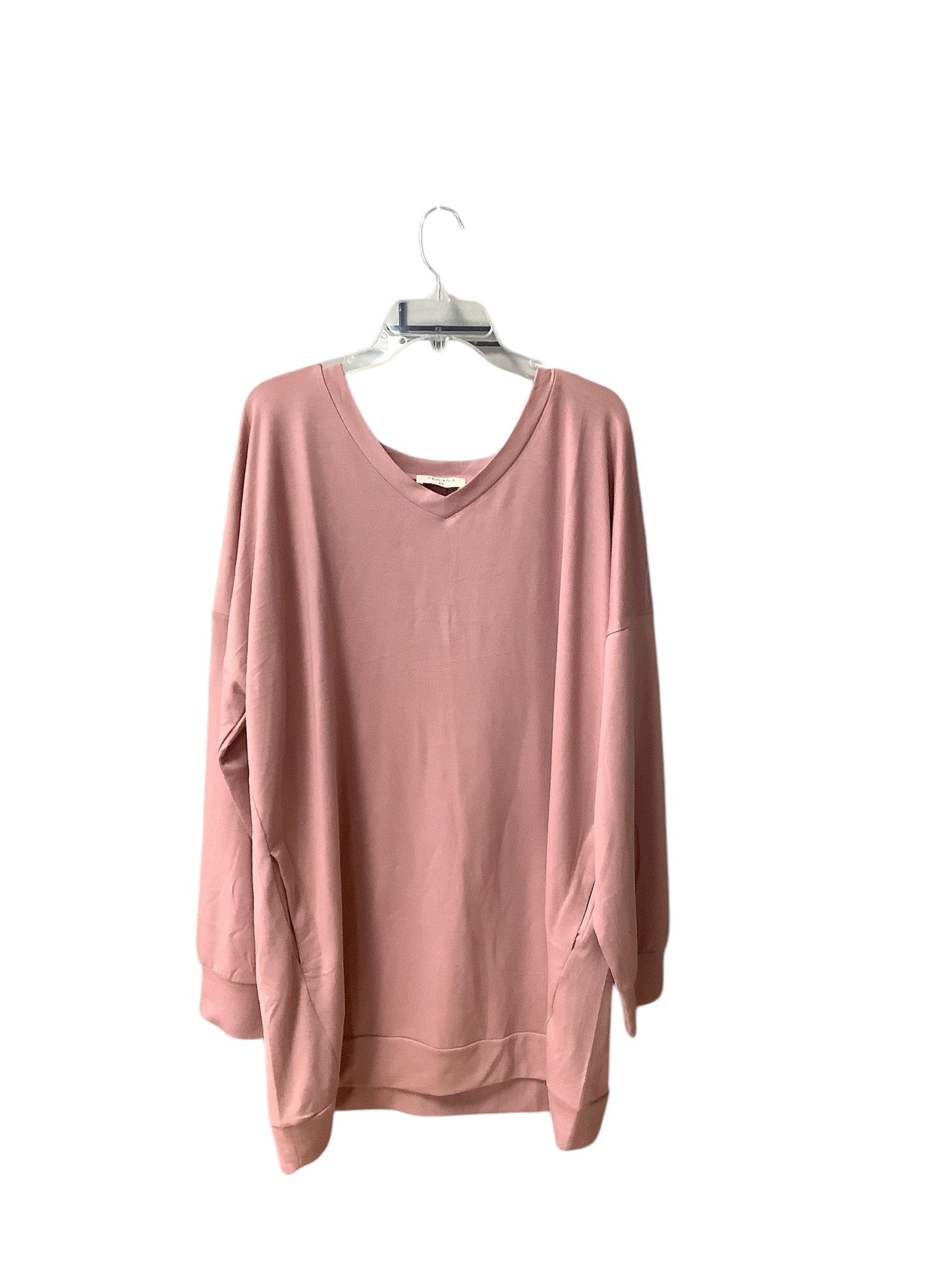 Top Long Sleeve Basic By Zenana Outfitters In Pink, Size: 2x