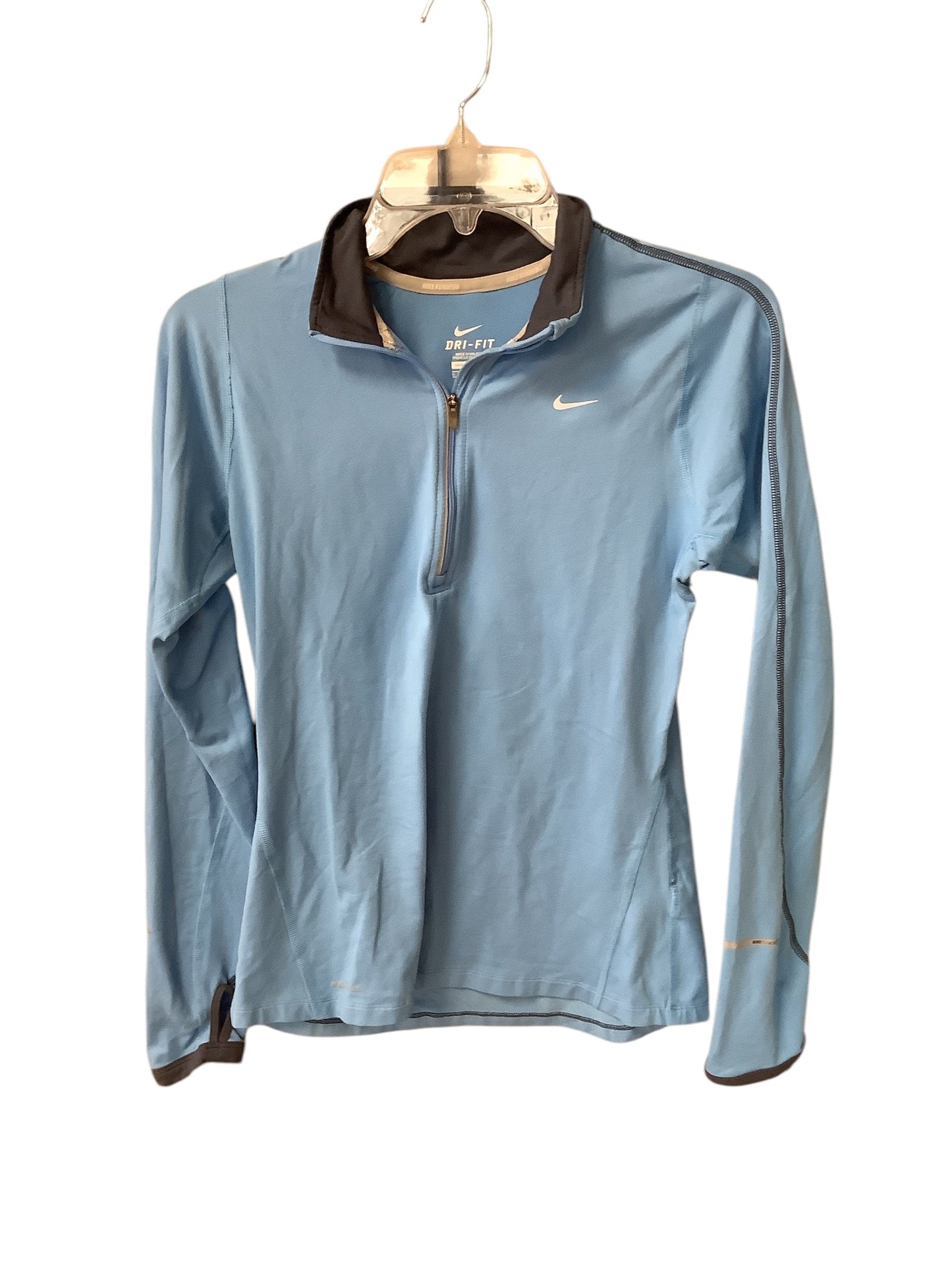 Athletic Top Long Sleeve Collar By Nike In Blue, Size: S