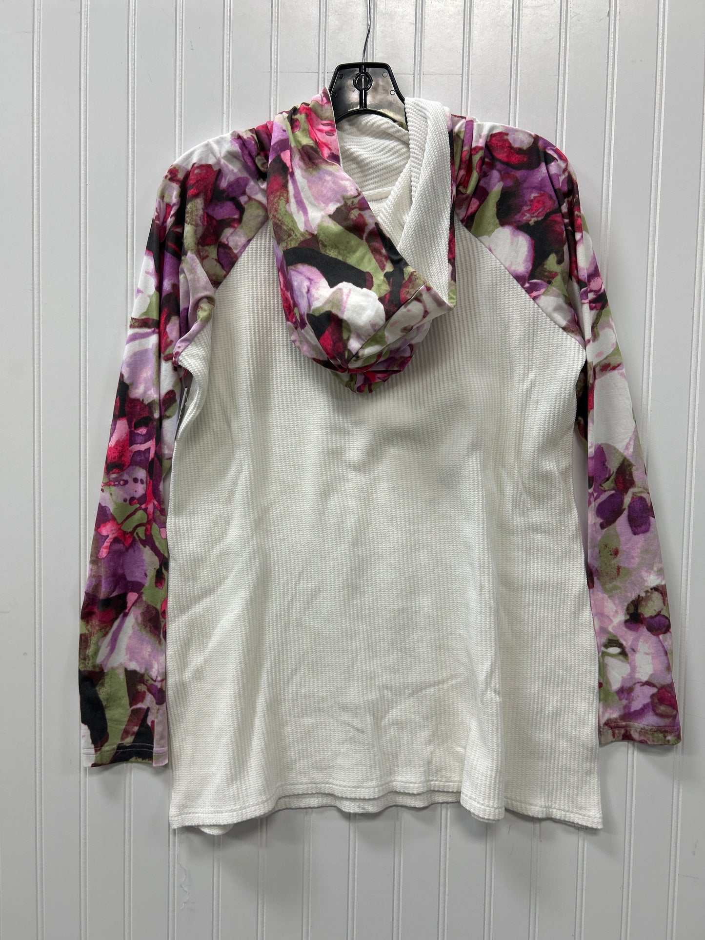 Sweatshirt Hoodie By Clothes Mentor In Cream & Purple, Size:Xl