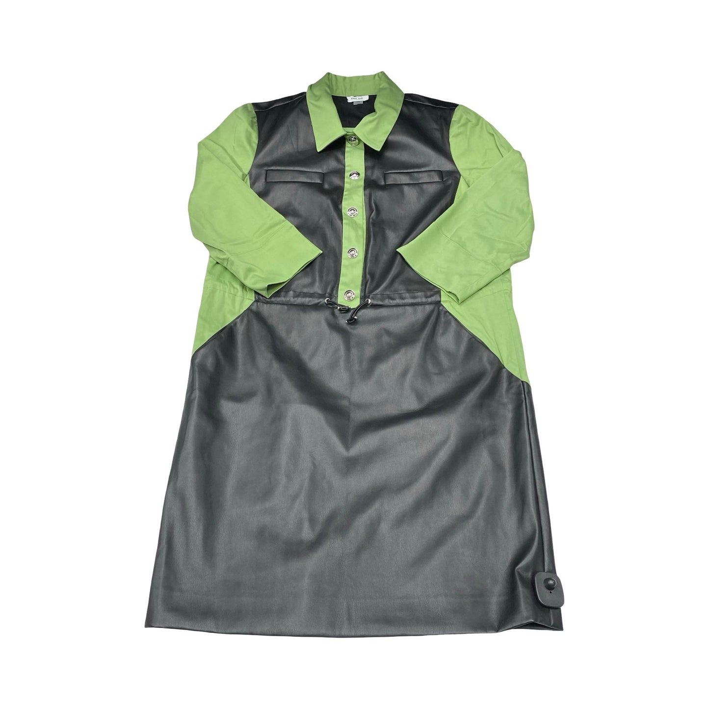 Dress Casual Midi By Per Se In Black & Green, Size:14