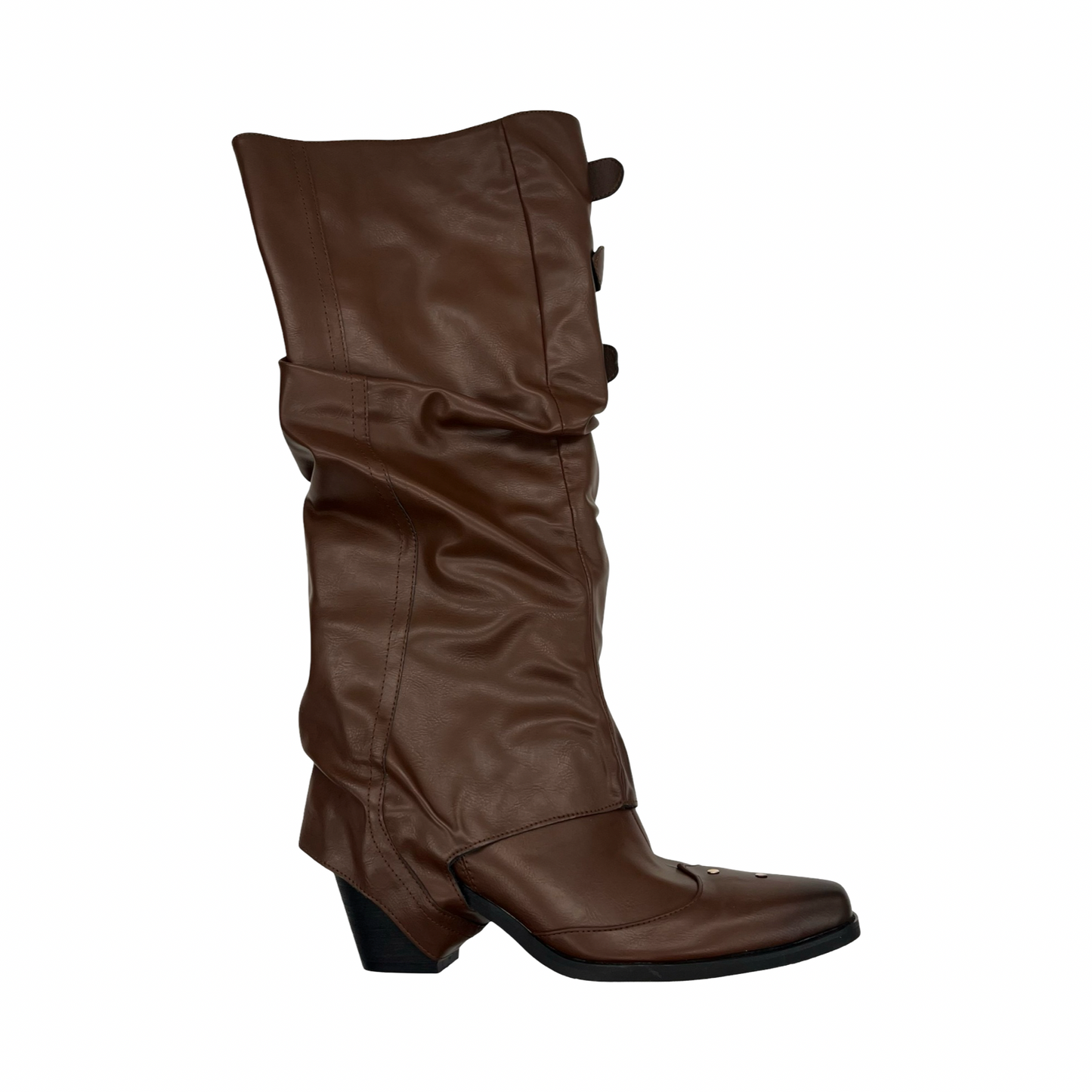 Boots Knee Heels By Clothes Mentor In Brown, Size:8