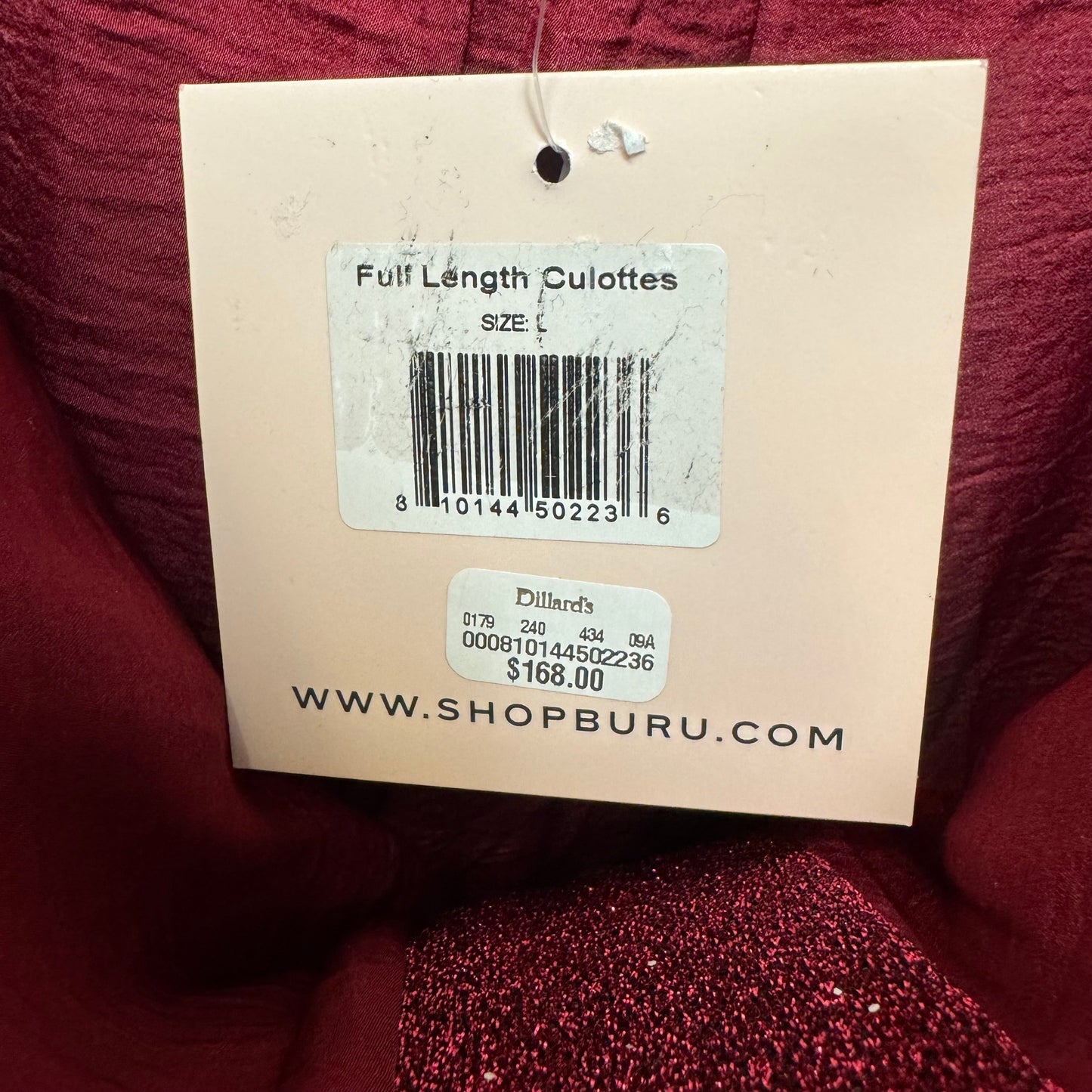 Le Culottes Full Length Sparkle Trousers By Buru In Shimmer Metallic Red, Size: L